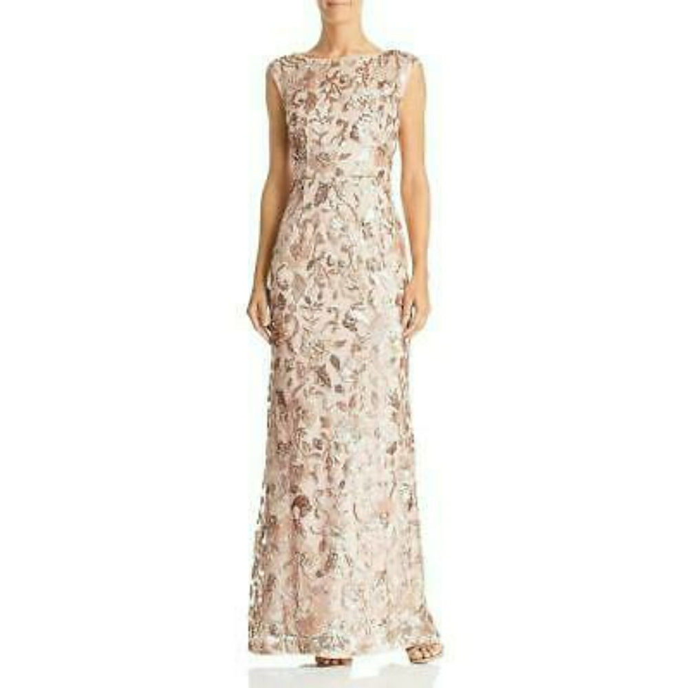 Adrianna Papell Rose Gold Sequin Dress +$400
